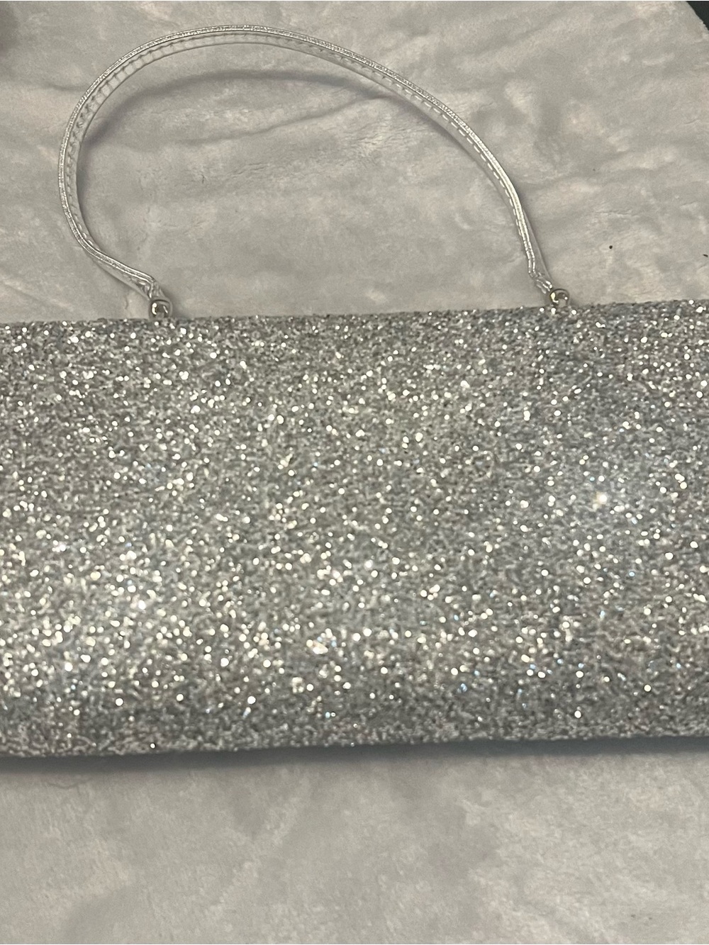 Silver Glitter Evening Clutch with Strap